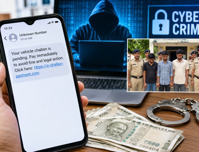 ई-चालान के लिंक पर क्लिक करते ही खाते से निकले 1.35 लाख रुपये, तीन आरोपी गिरफ्तार